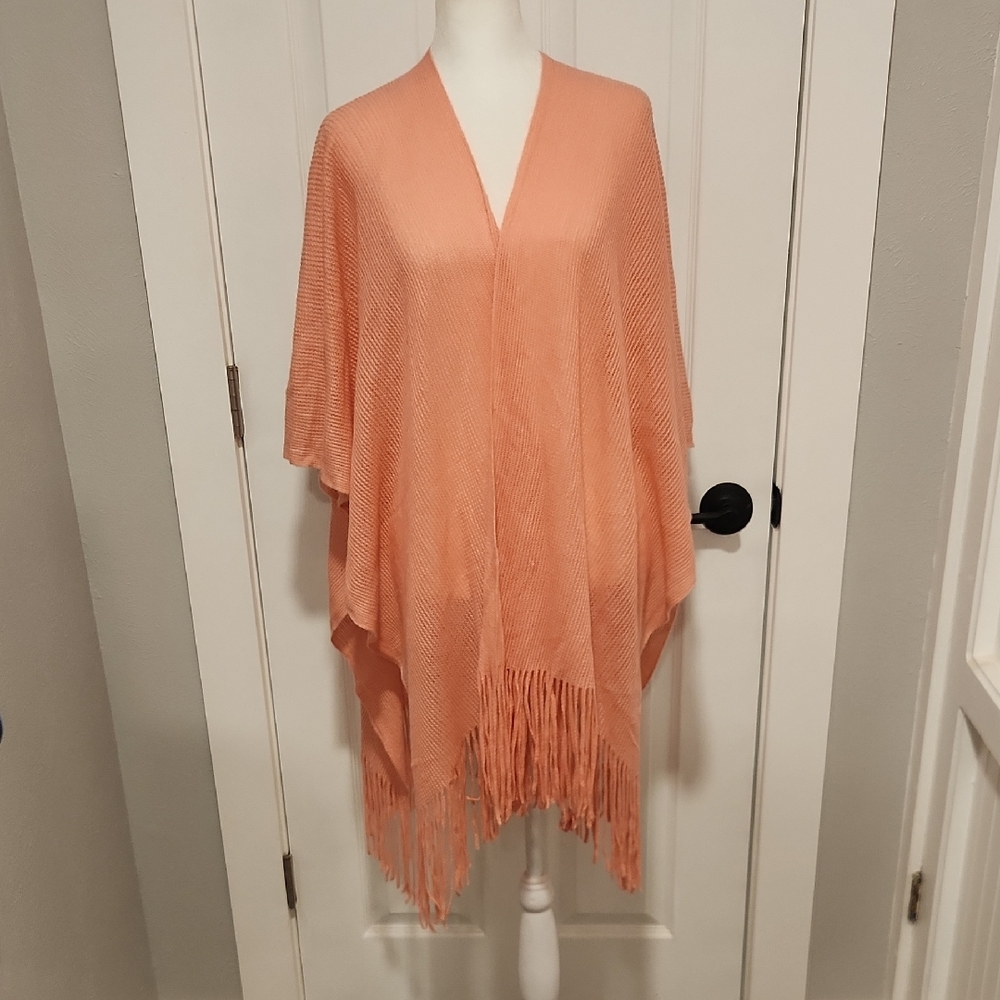 Peach Fringe Poncho